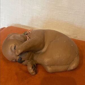 Adorable Brown Sleeping Puppy Figurine